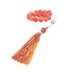 Pink Quartz Gemstone, Handmade Greek Worry Beads or Komboloi, Alpaca Metal Parts on a Pure Silk Cord & Tassel