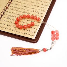 Pink Quartz Gemstone, Handmade Greek Worry Beads or Komboloi, Alpaca Metal Parts on a Pure Silk Cord & Tassel