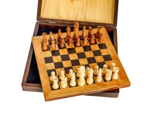 Handmade of Olive Wood Chess Board Game Set in a Wooden Box 9A