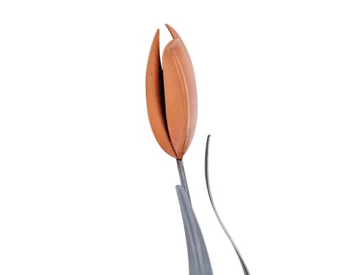 Tulip Flower - Wall Art Decor, Handmade Metal Sculpture - Orange & Silver Color, 33cm - 2