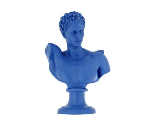 Hermes Head Bust Statue, 23cm / 9'', Blue