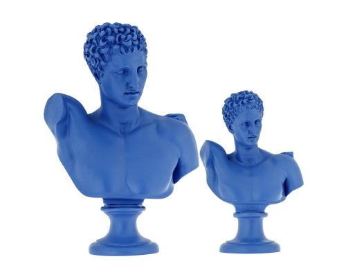 Hermes Head Bust Statue Blue Color Small and Large