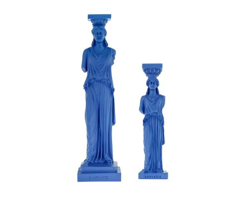 Karyatis or Caryatid, Ancient Greek Statue of Acropolis, Blue Sizes