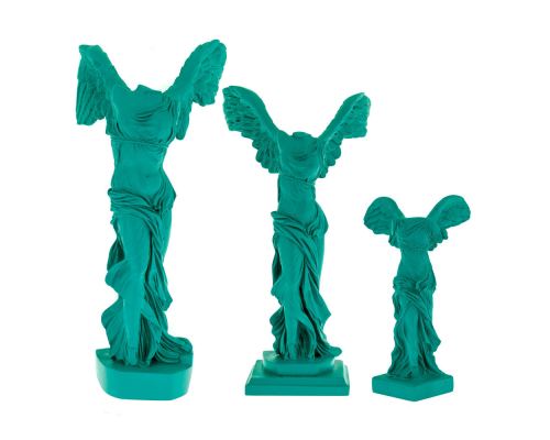 Nike Winged Goddess of Samothrace or Victory Goddess, Ancient Greek Statue 19 cm, Bright Green All Sizes