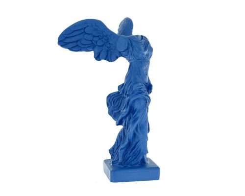 Nike Winged Goddess of Samothrace or Victory Goddess, Ancient Greek Statue 19 cm / 7.4'', Blue