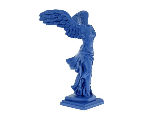 Nike Winged Goddess of Samothrace or Victory Goddess, Ancient Greek Statue 30 cm / 11.8'', Blue