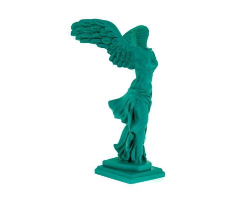 Nike Winged Goddess of Samothrace or Victory Goddess, Ancient Greek Statue 30 cm / 11.8'', Bright Green