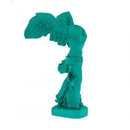 Nike Winged Goddess of Samothrace or Victory Goddess, Ancient Greek Statue 36 cm / 14.2'', Bright Green