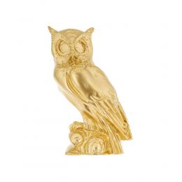 Owl of Minerva or Owl of Goddess Athena Statue, 16cm / 6.3'', Gold