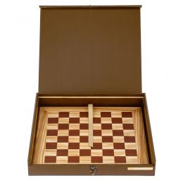 Olive Wood Chess Set in Brown Wooden Box, Metallic Chess Pieces 4