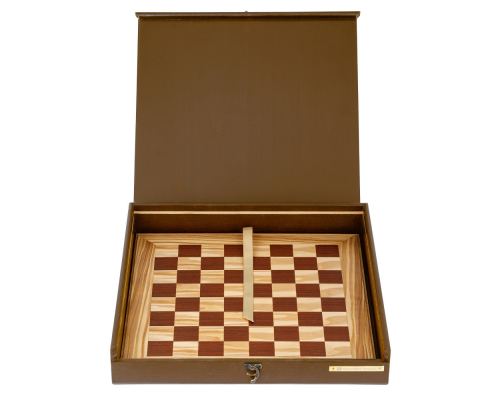 Olive Wood Chess Set in Brown Wooden Box, Metallic Chess Pieces 4