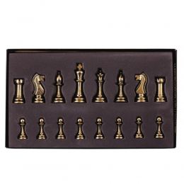 Olive Wood Handmade Premium Quality Rustic Style Chess Set, Classic Metallic Chess Pieces 7