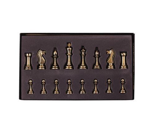 Olive Wood Handmade Premium Quality Rustic Style Chess Set, Classic Metallic Chess Pieces 7