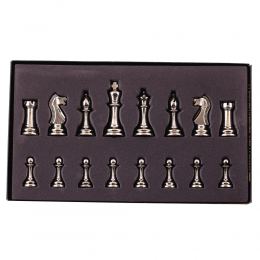 Olive Wood Handmade Premium Quality Rustic Style Chess Set, Classic Metallic Chess Pieces 8