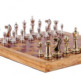 Olive Wood & Purple Heart Wood, Handmade Premium Quality Chess Set, Metallic Classic Chess Pieces 4