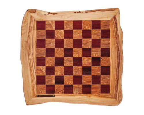 Σκάκι Πολυτελείας Ρουστίκ Χειροποίητο από Ξύλο Ελιάς και Ξύλο Purple Heart με Κλασσικά Μεταλλικά Πιόνια 5
