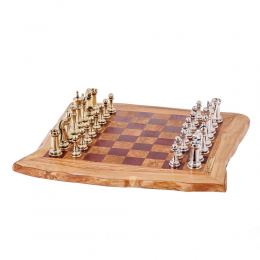 Olive Wood & Purple Heart Wood, Handmade Premium Quality, Rustic Style Chess Set, Classic Metallic Chess Pieces 2