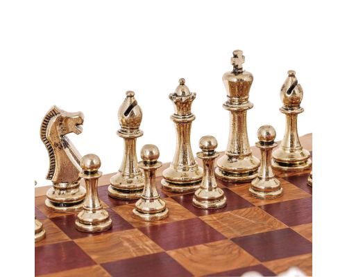 Σκάκι Πολυτελείας Ρουστίκ Χειροποίητο από Ξύλο Ελιάς και Ξύλο Purple Heart με Κλασσικά Μεταλλικά Πιόνια 4