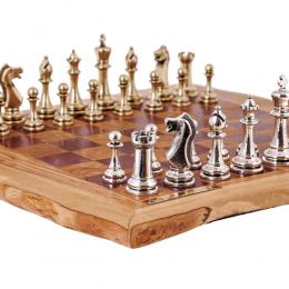 Olive Wood & Purple Heart Wood, Handmade Premium Quality, Rustic Style Chess Set, Classic Metallic Chess Pieces 3