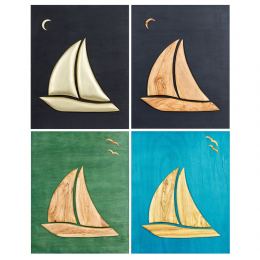 Olive Wood Sailboat, Modern Wall Decor, Wooden Background, Design Α Large, Colors