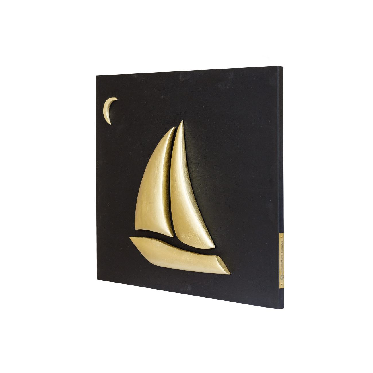 Gold Color Wooden Sailboat, Handmade Modern Wall Decor, Black Wooden  Background, Design A, 45x35cm. Ideal Decoration Gift.