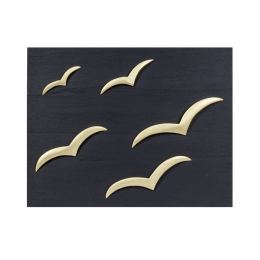 Gold Color Wooden Flying Seagulls Modern Wall Decor, Black Wooden Background, 45x35cm