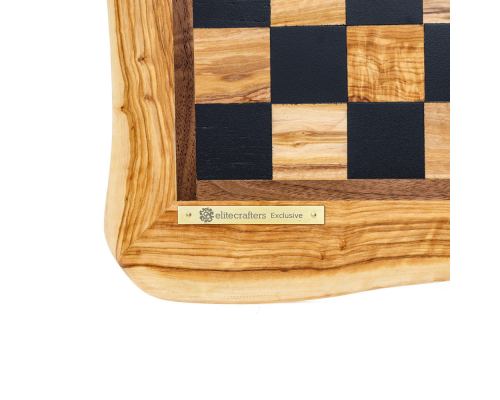 Olive Wood Handmade Premium Quality Rustic Style Chess Set, Metallic Chess Pieces 12