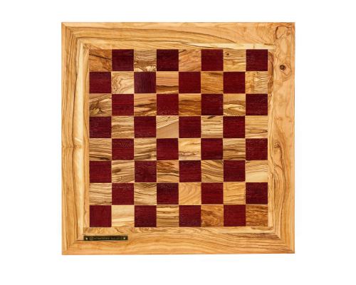 Σκάκι Πολυτελείας Χειροποίητο από Ξύλο Ελίας και Ξύλο Purple Heart με Μεταλλικά Πιόνια 2