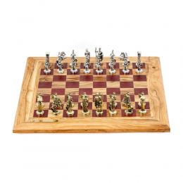 Σκάκι Πολυτελείας Χειροποίητο από Ξύλο Ελίας και Ξύλο Purple Heart με Μεταλλικά Πιόνια 5