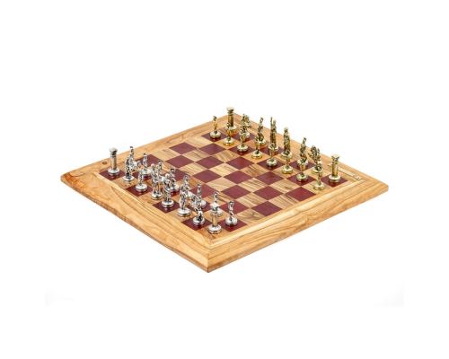 Olive Wood & Purple Heart, Handmade Premium Quality Chess Set, Metallic Chess Pieces 7