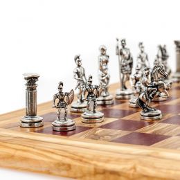 Olive Wood & Purple Heart, Handmade Premium Quality Chess Set, Metallic Chess Pieces 10