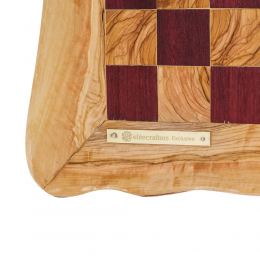 Olive Wood & Purple Heart Wood, Handmade Premium Quality, Rustic Style Chess Set, Metallic Chess Pieces 10