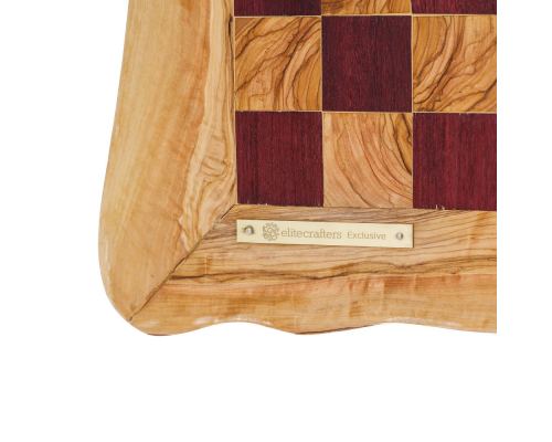 Olive Wood & Purple Heart Wood, Handmade Premium Quality, Rustic Style Chess Set, Metallic Chess Pieces 10