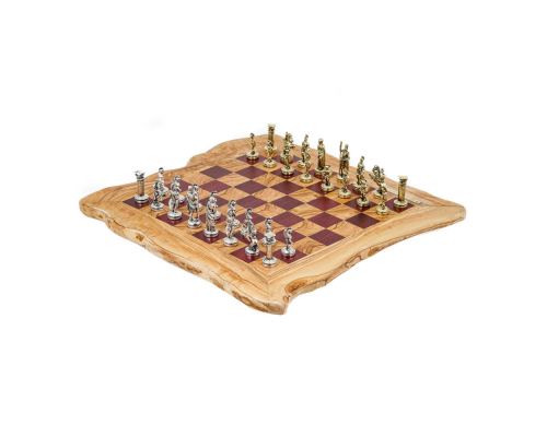 Olive Wood & Purple Heart Wood, Handmade Premium Quality, Rustic Style Chess Set, Metallic Chess Pieces 4