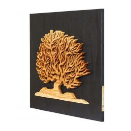 Tree of Life, Handmade of Olive Wood, Modern Wall Art Decor, Black Wooden Background 3 