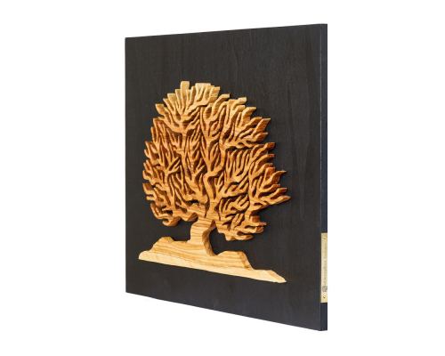 Tree of Life, Handmade of Olive Wood, Modern Wall Art Decor, Black Wooden Background 3 
