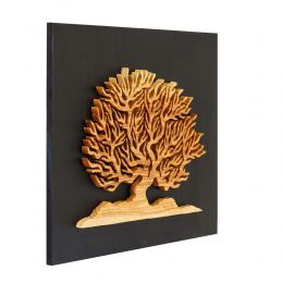 Tree of Life, Handmade of Olive Wood, Modern Wall Art Decor, Black Wooden Background 2