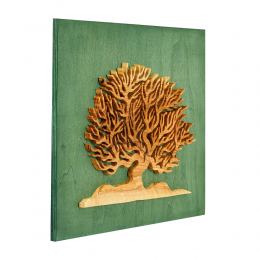 Δέντρο της Ζωής από Ξύλο Ελιάς, Πράσινο, Μοντέρνο Χειροποίητο Διακοσμητικό Τοίχου 2