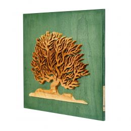 Tree of Life, Handmade of Olive Wood, Modern Wall Art Decor, Green Wooden Background 3