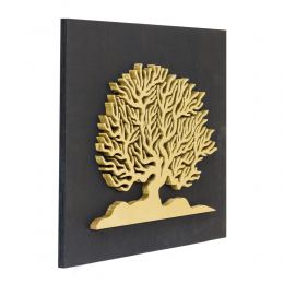 Δέντρο της Ζωής από Ξύλο, Χρυσό Μαύρο, Μοντέρνο Χειροποίητο Διακοσμητικό Τοίχου 2