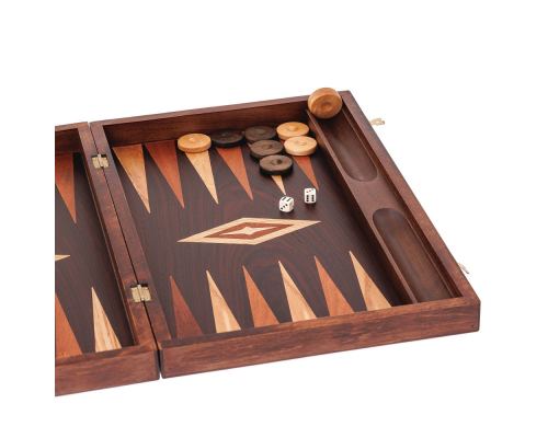 Luxury Backgammon Set Handmade of Artificial Ebony Wood with Beech Wood Playing Chips, Large Size with Storage Slots 4