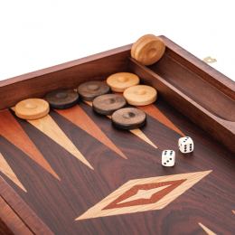 Luxury Backgammon Set Handmade of Artificial Ebony Wood with Beech Wood Playing Chips, Large Size with Storage Slots 5