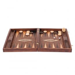 Luxury Backgammon Set Handmade of Artificial Walnut Wood with Beech Wood Playing Chips, Large Size with Storage Slots 5