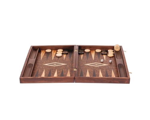 Luxury Backgammon Set Handmade of Artificial Walnut Wood with Beech Wood Playing Chips, Large Size with Storage Slots 5