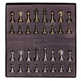 Olive Wood Chess Set in Black Wooden Box, Metallic Chess Pieces Classic Style, 41x41cm 9