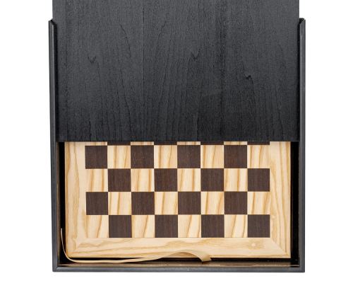 Σκάκι Ελιάς σε Μαύρο Ξύλινο Κουτί με Μεταλλικά Πιόνια Κλασσικού Στυλ, 41x41cm 10