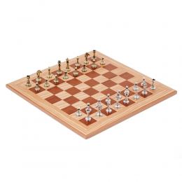 Σκάκι Ελιάς σε Καφέ Ξύλινο Κουτί με Μεταλλικά Πιόνια Κλασσικού Στυλ, 41x41cm 7