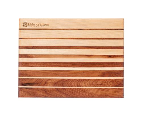 Cutting Board or Serving Board 40x30x2cm Striped Design. Handmade of Maple & Walnut Wood 2