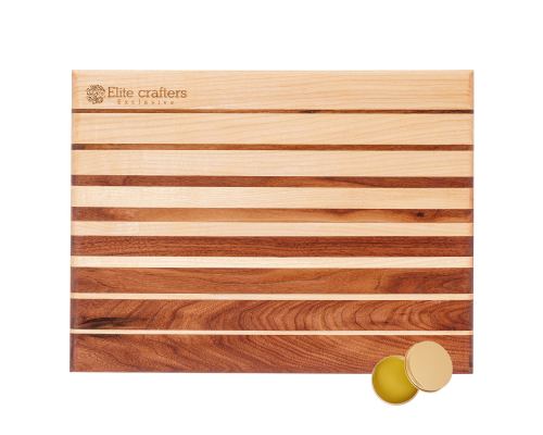 Cutting Board or Serving Board 40x30x2cm Striped Design. Handmade of Maple & Walnut Wood