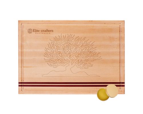 Cutting Board or Serving Board 50x35x2cm "Tree of Life" Design. Handmade of Maple Wood & Purple Heart Wood